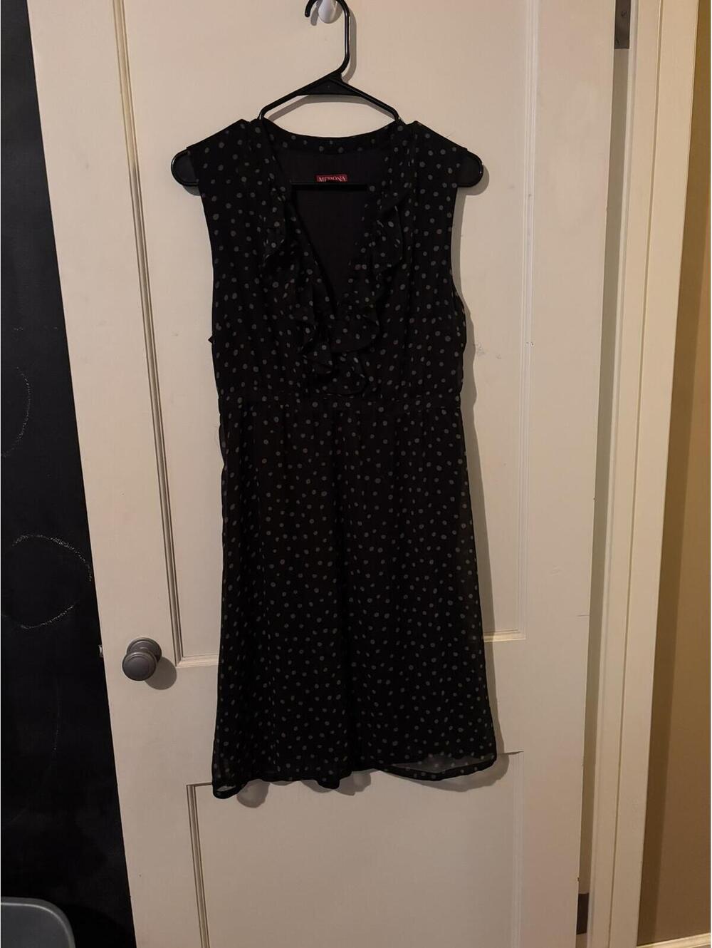 Merona Black Polka Dot Sleeveless Dress with Ruffle Neckline